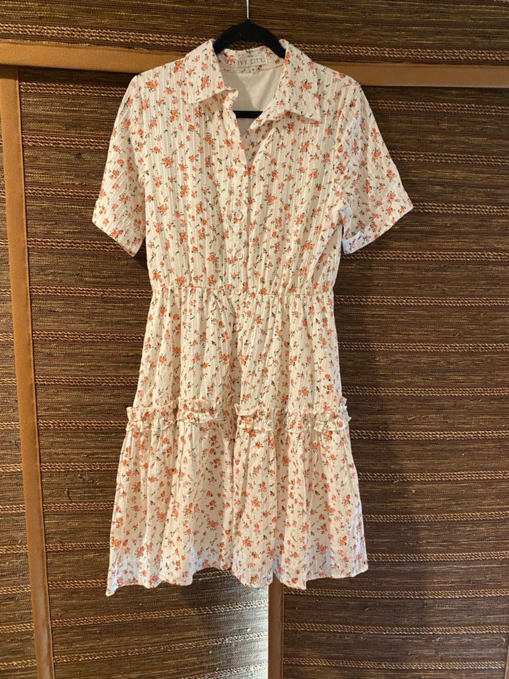 Ivy City Co White Floral Short-Sleeve Tiered Dress